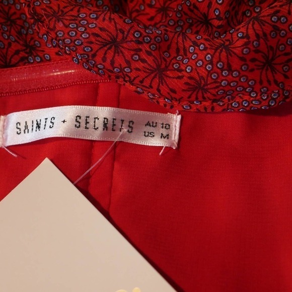 SHOWPO Saints + Secrets NWT Beth Red Ruffle Dress Size Medium - Picture 9 of 11